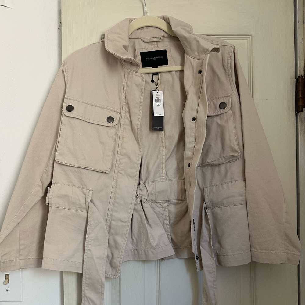 NWT Banana Republic Clinch Waisted Canvas Khaki Jacket